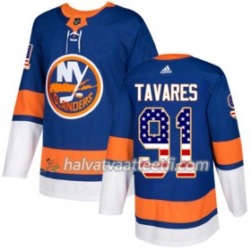Miesten NHL New York Islanders Pelipaita John Tavares 91 Adidas 2017-2018 Blue USA Flag Fashion Authentic